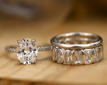 2.75Ct Art Deco Emerald Cut verlovingsring set, bruidsset, trouwring, bruidsmeisje voorstel, belofte ring, beste gepersonaliseerde cadeau voor haar
