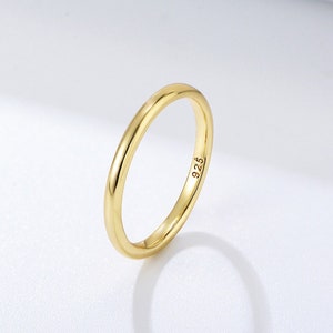 2mm Yellow Gold Thin Stacking Rings, Wedding Band, Lined Ring, Thin Gold Rings, Minimalist Ring, Anniversary Gift For Her