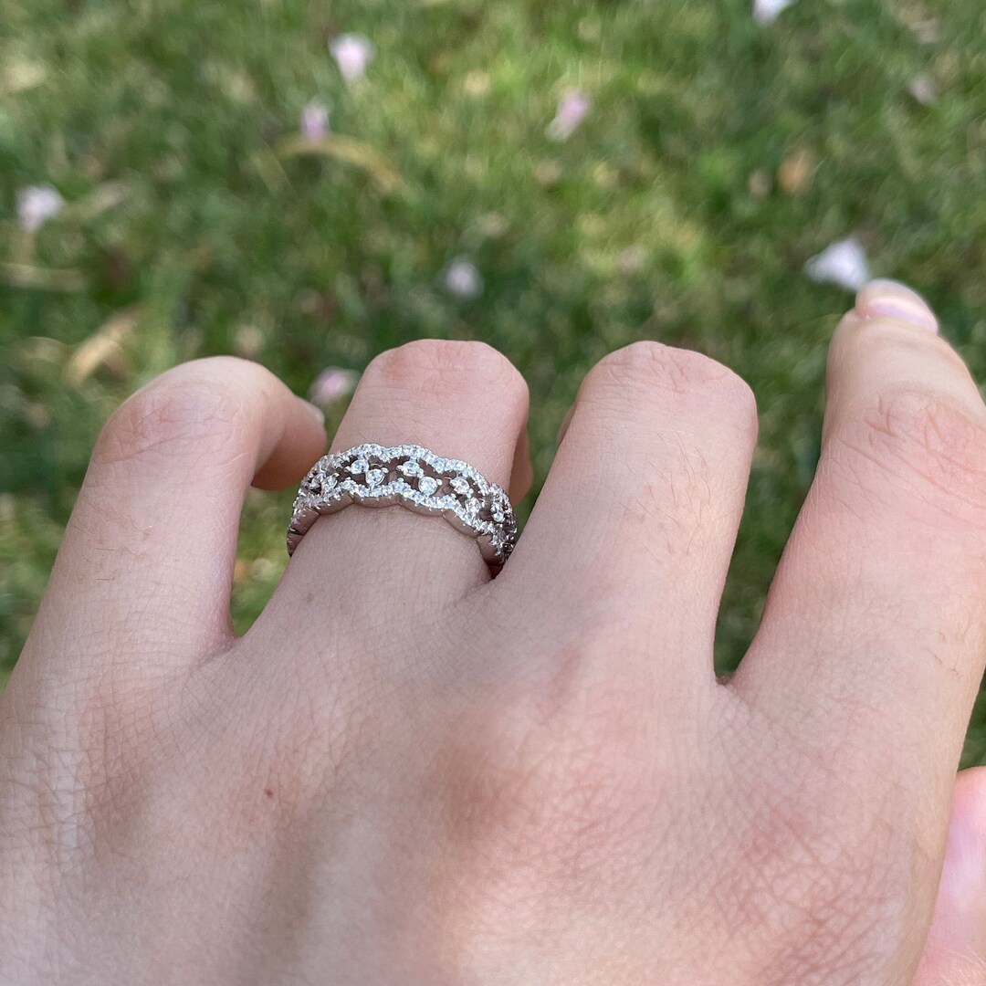 Tiara Wedding Band, Vintage Half Crown Wedding Band, Diamond Eternity