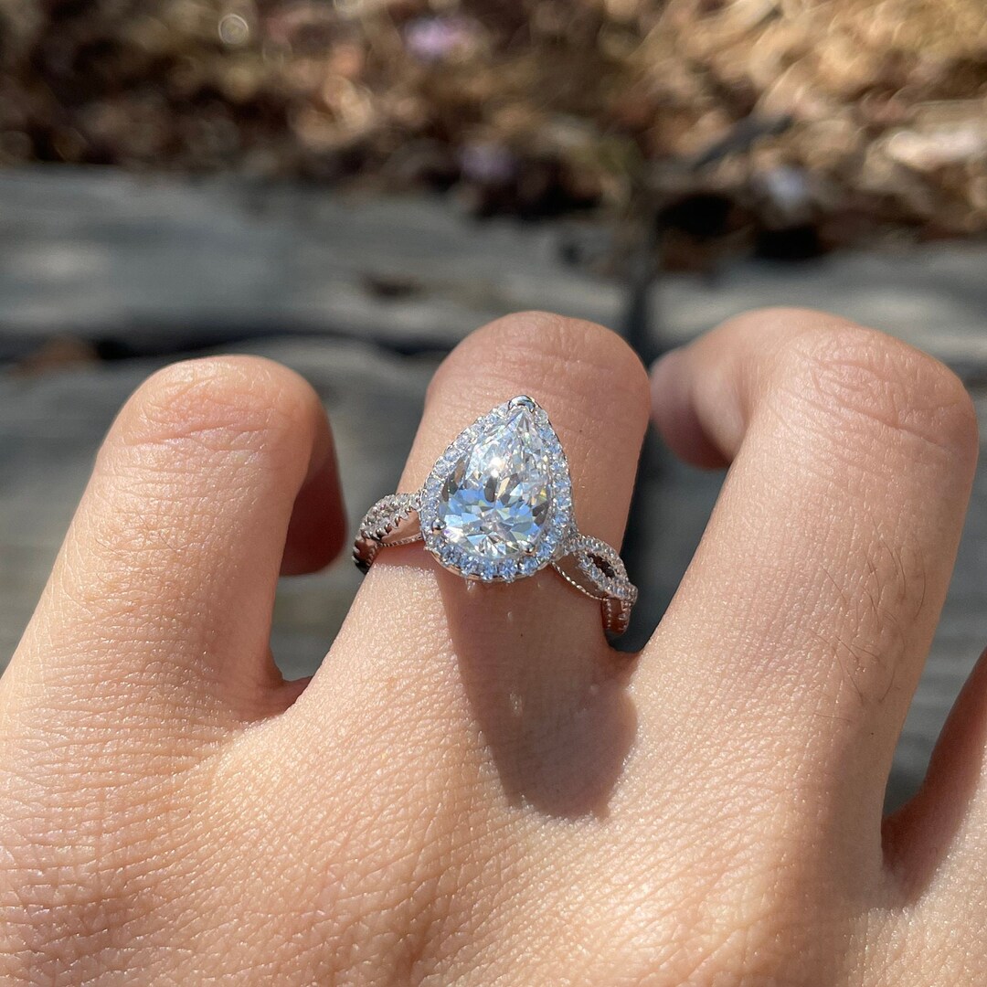 3.25ct Classic Twisted Pear Cut Wedding Ring Bridesmaid Etsy