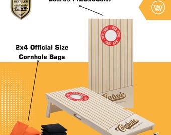 Wicked Wood Games - Officiële Cornhole Zakjes - Granulaat Gevuld Zwart Geel 2x4 Stuks 420gr Acl Approved