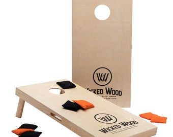 Cornhole Set - 120 x 60 cm - Cornhole game - Wicked Wood - officially ACL-licensed set of boards - 2 x 4 cornhole bags