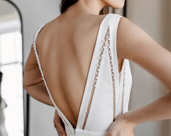deep v open back wedding dress