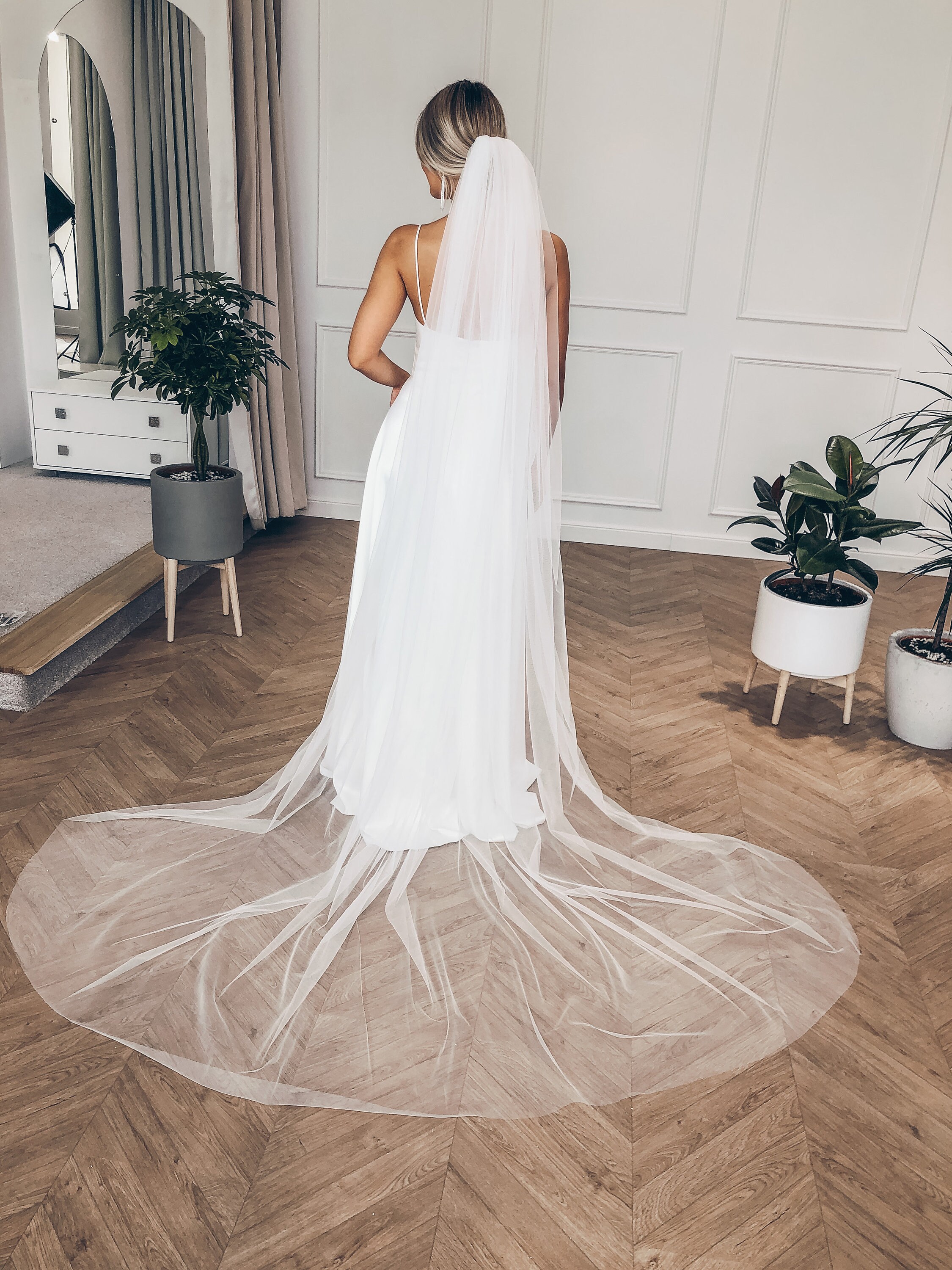 Wedding veil tulle Classic long cathedral tulle veil Veil Etsy