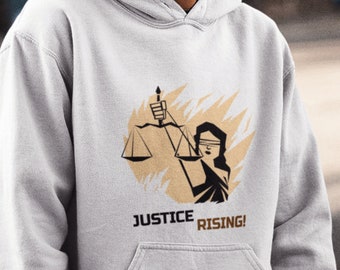 Black owned Shop. "JUSTICE RISING",Hoodie/Sweatshirt, Printed Civil Rights Activist Hoodie/Sweatshirt.