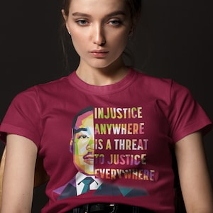 Black owned Shop. We Contribute to BLM fund. &quot;Injustice anywhere is a Threat&quot; T-Shirt/Tank, Printed Civil Rights Activist T shirt/Tank