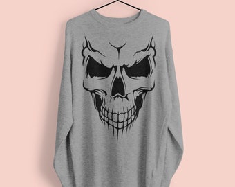 Skull Face Halloween Hoodie: Vintage Style Fall Sweatshirt