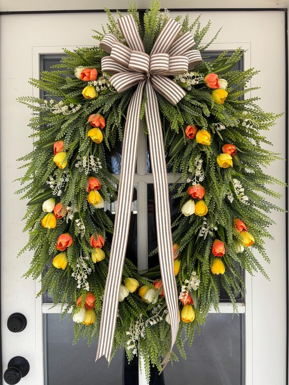 36”X26” Green Bead Grass Wreath, Spring Wreath, Summer Wreath