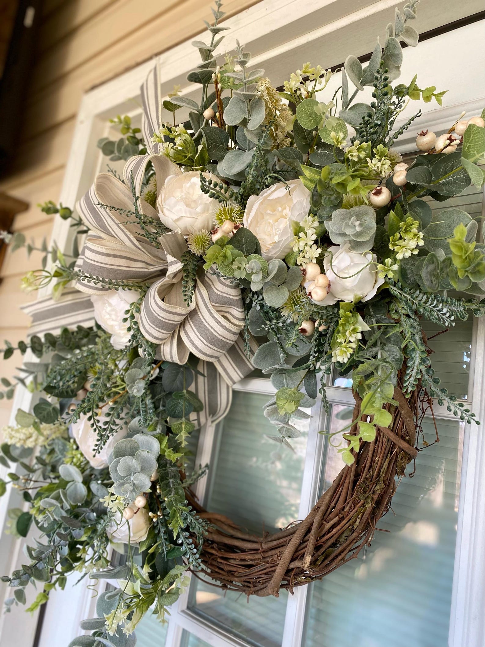 32 x26 Cream White Peony Wreath Spring Wreath Summer Wreath 32-x26-cream-white-peony-wreath-spring-wreath-summer-wreath