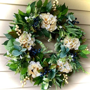 28” Everyday Greenery Blueberry Wreath, Farmhouse Wreath, Front Door Wreath, Large Wreath, Everyday Wreath, Blueberry Wreath, Summer Wreath