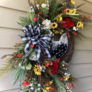 28x25 Chicken Wreath, Farmhouse Wreath, Front Door Wreath, Large Wreath, Summer Wreath, Spring Wreath, Everyday Wreath image 6
