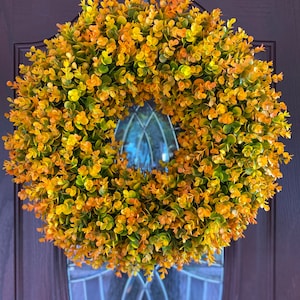 Fall Boxwood Wreath, Fall Wreath, Front Door Wreath, Large Wreath, Summer Wreath, Farmhouse Wreath, Wall Hanging
