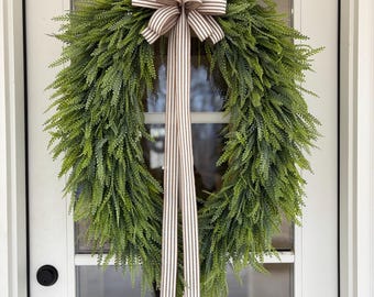 36”X26” Green Bead Grass Wreath, Spring Wreath, Summer Wreath, Everyday Wreath, Large Wreath, Front Door Wreath, Farmhouse Wreath