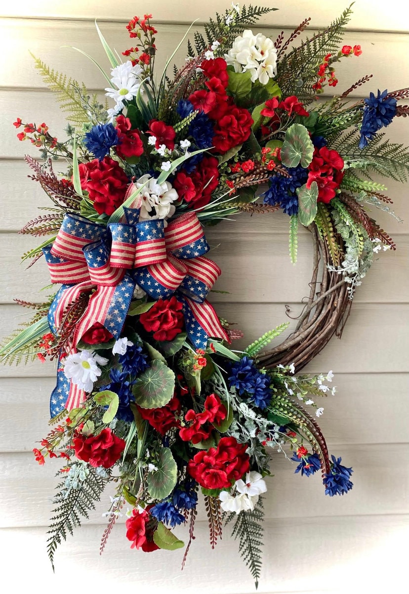 30”x24” Patriotic Summer Wreath, Fourth of July Wreath, Front Door