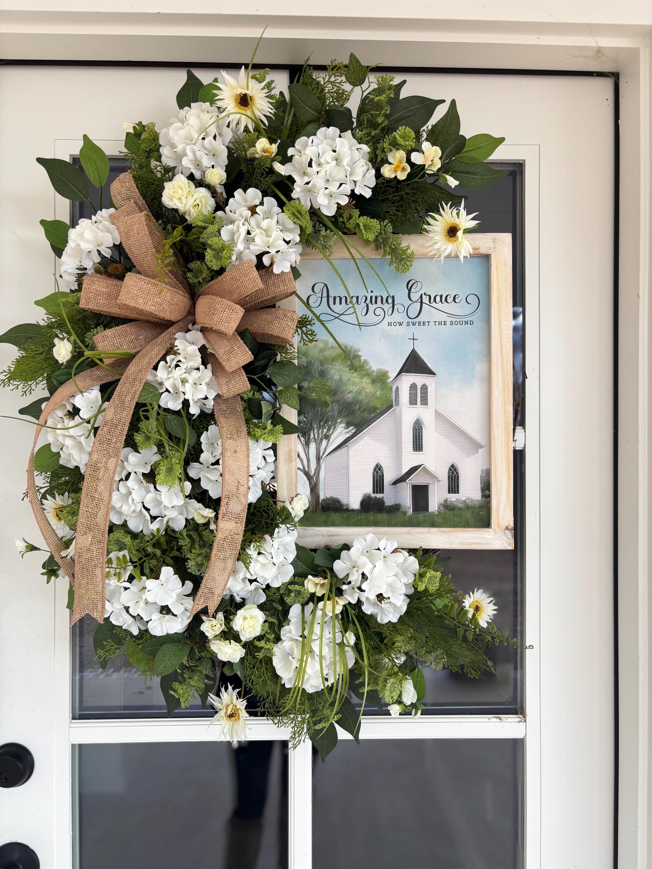 32”X24” Amazing Grace Hydrangea Wreath, Easter Wreath, Everyday Wreath ...