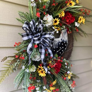 28x25 Chicken Wreath, Farmhouse Wreath, Front Door Wreath, Large Wreath, Summer Wreath, Spring Wreath, Everyday Wreath image 5