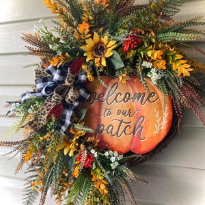 26”x24” Fall Wreath, Autumn Wreath, Farmhouse Wreath, Sunflower Wreath, Orange Wreath, Front Door Wreath