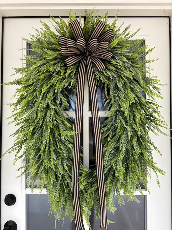 36”X26” Green Bead Grass Wreath, Spring Wreath, Summer Wreath, Everyday Wreath, Large Wreath, Front Door Wreath, Farmhouse Wreath