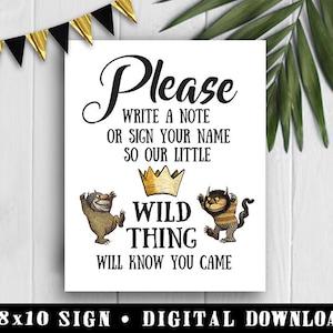 DIGITALE DATEI / Where The Wild Things Are Zitate Poster / Geburtstagsparty Druck / Bitte schreiben Sie eine Notiz / Instant Download