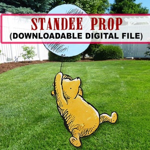Classic Winnie The Pooh and Flying Balloon Cutout Prop / Stand Up Prop / Standee Decoration / Digital File Only