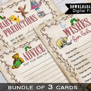 Storybook Baby Shower Game Pack Bundle / Advice to Mom to Be  or Parents to Be /Baby Prediction /Message Wishes for the Baby /Library themed