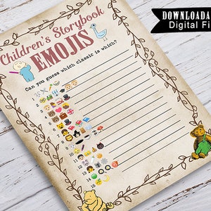 Histoires pour enfants Emojis Baby Shower Games / Storybook /Library / Children's Book / Classic Book Themed