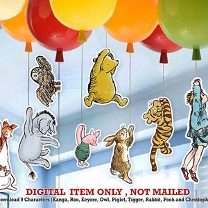 Classic Winnie The Pooh and Friends Cutout Prop / Holding Balloon / Hanging Decoration / Digital File Only