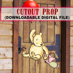 Classic Winnie The Pooh And Piglet Holding Balloon Cutout Prop / Stand Up Prop / Standee Decoration / Digital File Only