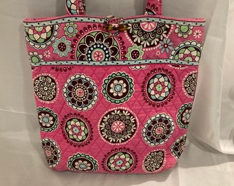 Vera Bradley Over the Shoulder Tote Bag Cupcakes Pink Pattern (Retired)