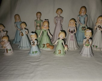 The Enesco Growing up Birthday Girls Porcelain Figurines Ages 1