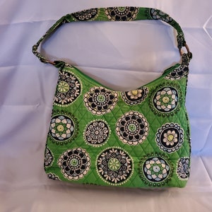 Vera Bradley Large Over the Shoulder Purse Cupcakes Green Pattern (Retired)