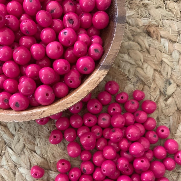 Fuchsia Acai Seeds, Natural Acai Seeds, Colombian Seeds, Seed Jewelry, Craft Supplies, 8-10mm Acai Seeds, Pack of 100 Seeds