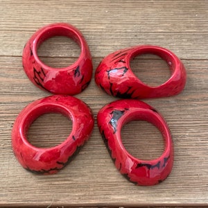 Red Tagua Donuts, Large Tagua Donuts, Focal Point Beads, Colombian Seeds, Tagua Jewelry, Jewelry Making, Jewelry Supplies,  Pack of  4