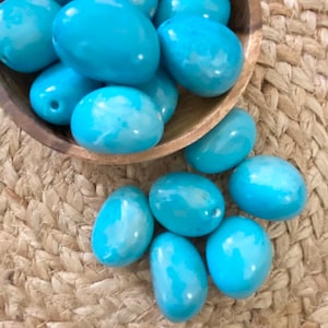 Turquoise Tagua Nuts, Large Tagua Nuts, Colombian Seeds, Jewelry Making, Jewelry Supplies, Pack of 4 Pcs