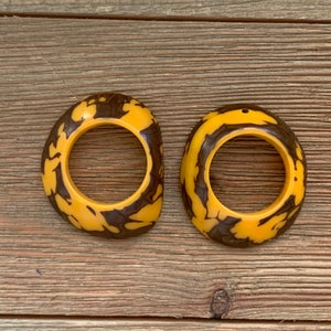 Mustard Yellow Tagua Donuts, Tagua Hoops, Tagua Rings, Colombian Seeds, Jewelry Making, Jewelry Supplies, Set of 2