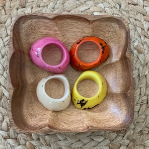 Tagua Nut Donuts, Yellow, Pink, Orange and Ivory Tagua Donuts, Colombian Seeds, Jewelry Making, Focal Point, Pack of 4 Donuts