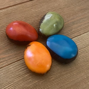 NEW! Large Tagua Nut Beads| Focal Point Tagua Beads| Blue, Green, Ocre, Tangerine| Colombian Seeds| Jewelry Making| Jewelry Supplies| 4 pcs