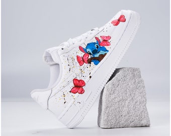 Air Force 1 Custom, HandPainted stitch AF1, Splatter Air Force, Custom Anime Shoes, Air Force Ones, Customized butterfly af