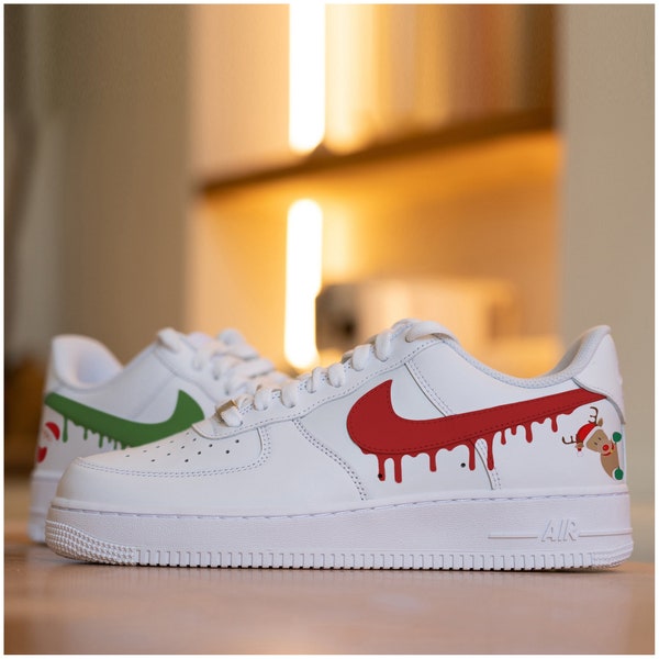 Custom Christmas Santa Claus Super Air Force 1 Shoes, HandPainted Xmas Festival Super AF1 Sneakers, The Super Air Force 1, Customize AF1s
