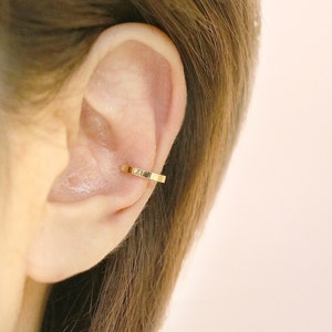 14K Solid Gold One Line Ear Cuff Wrap Cartilage Helix Inner conch sung tragus Hoop
