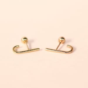 14K Solid Gold Half curved Stick Cartilage Helix Inner conch sung tragus Screw Back Earring 20G