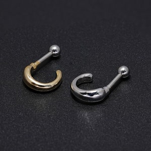 Simple half hoop brass stainless steel labret barbell cartilage inner conch snug helix 18G 16G