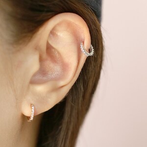 Double Side CZ Cartilage Hoop Earring helix earlobe 20g