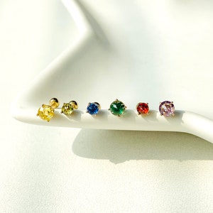 14K Solid Gold 4mm Cubic piercing Helix Snug conch 20G18G16G