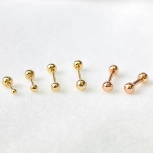 14K Solid Gold Stud earrings, ball stud, ball piercing, ball earring, 585 gold, Earring, Gold earring, Cartilage, Tragus, 20G18G16G