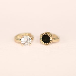 14K Solid Gold Onyx & Cubic Cartilage Helix Inner conch sung tragus Hoop Earring 20G