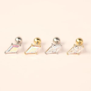 Coffin cubic barbell Labret stud earring cartilage conch snug 18G 16G