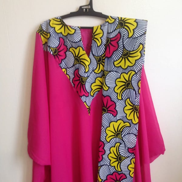 Robe africaine en wax et voile