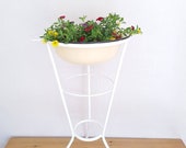Vintage Metal Wash Stand, Antique Plant Holder, Garden Decor, Farmhouse Enamel Sink