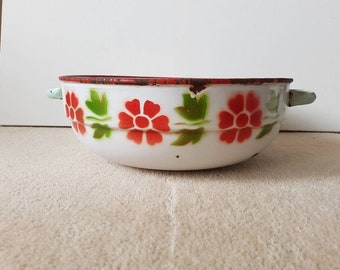 Antique enamel bowl | Etsy VINTAGE ANTIQUE WHITE ENAMEL PORCELAIN